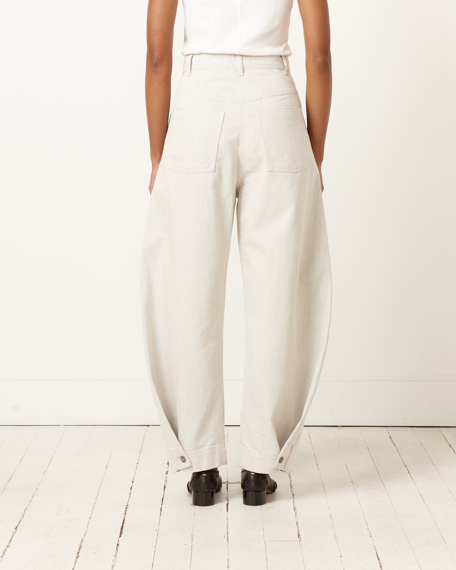 Post Denim Pant in White/Blue