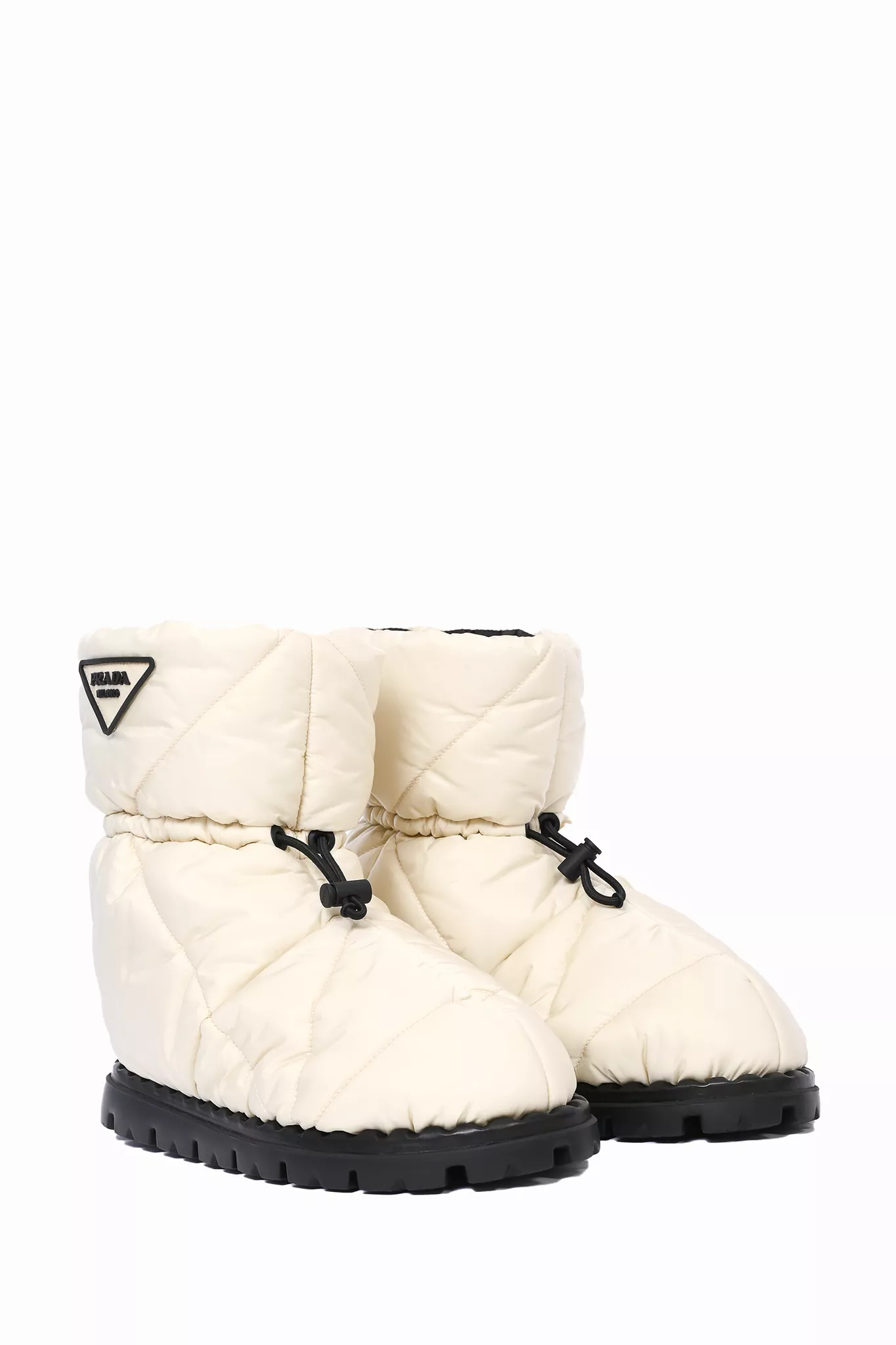 Prada White Nylon Quilted Boots Size 37