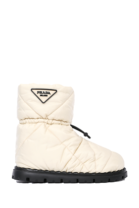 Prada White Nylon Quilted Boots Size 37