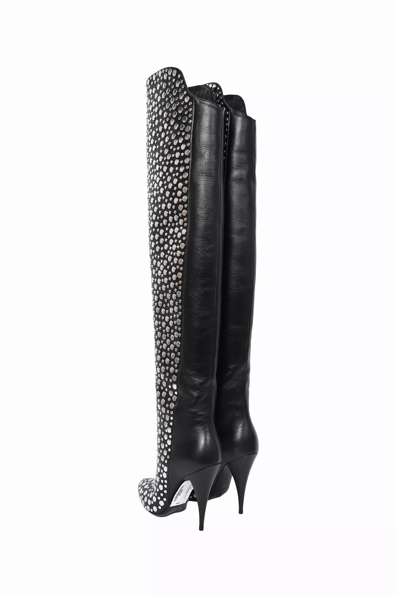 Saint Laurent Black Leather Studded 110 Over The Knee Boots Size 38