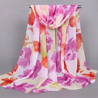 Scarf From India poncho BeachShawls and Scarves Casual Flowers style Lady Long Wrap Women Chiffon Scarfs Cover Up