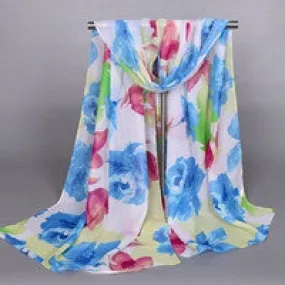 Scarf From India poncho BeachShawls and Scarves Casual Flowers style Lady Long Wrap Women Chiffon Scarfs Cover Up