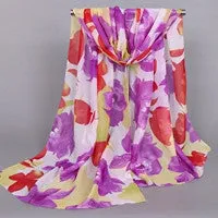 Scarf From India poncho BeachShawls and Scarves Casual Flowers style Lady Long Wrap Women Chiffon Scarfs Cover Up