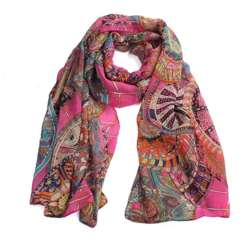 Scarf Women Chiffon Vintage Wheel Printed Autumn Winter Scarf Echarpe Hiver Femme#A12 SM6