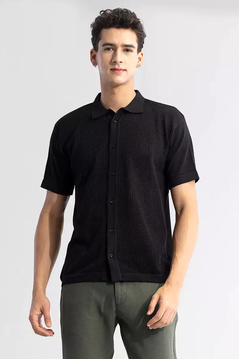 serene knit elegance black shirt