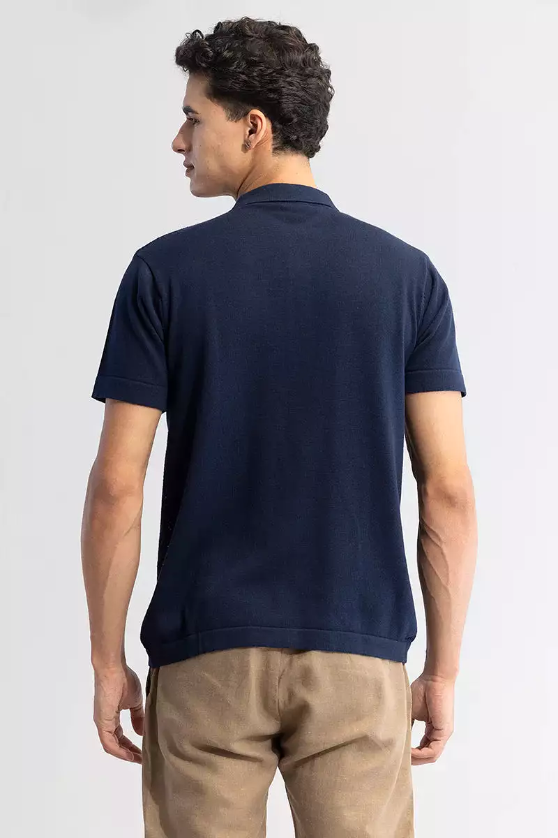 serene knit elegance navy blue shirt