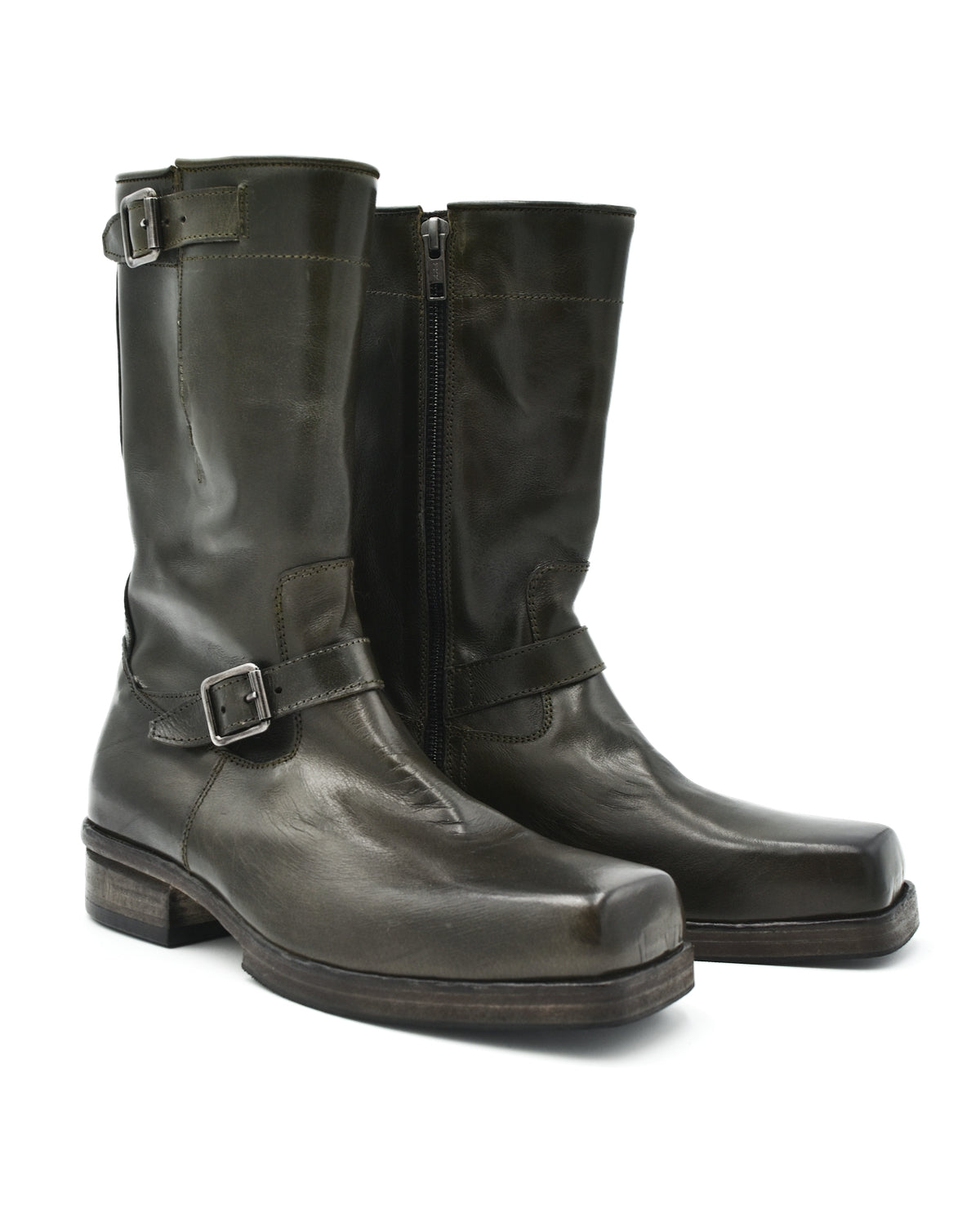 Shoto Green Square Toe Engineer Boot