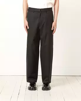 Silk Chambray Belted Pant in Black