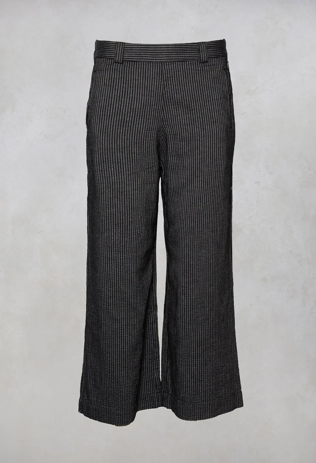 Skaren Pants with Wide Leg in Black and Grey Stripe