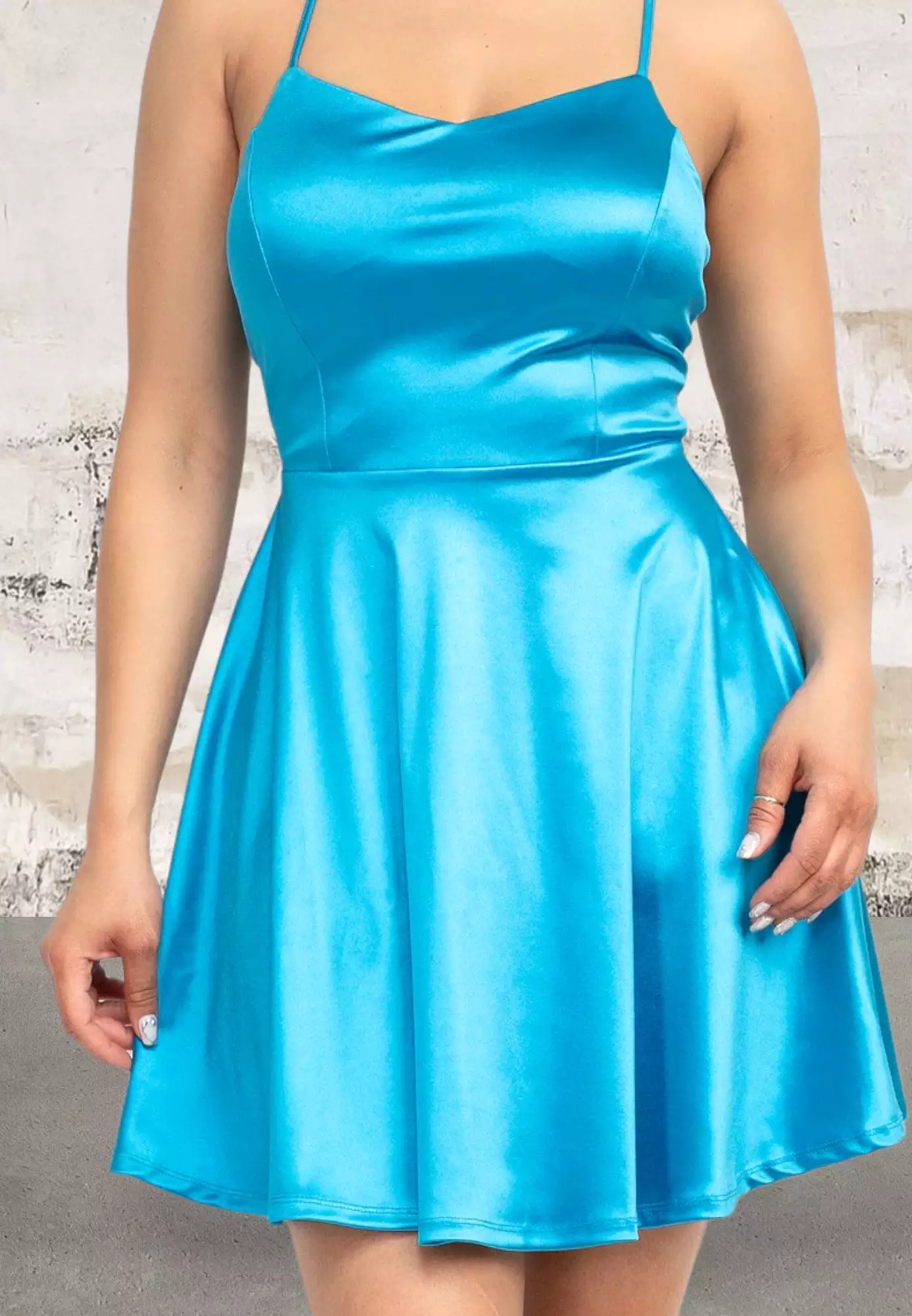 Sleeveless Crisscross V-neckline Satin Dress