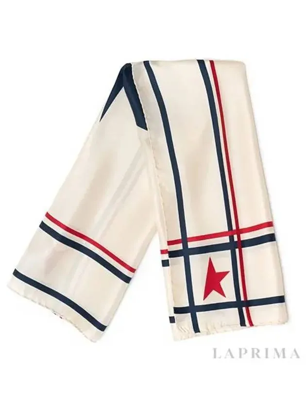 Star Logo Striped Silk Scarf Ivory