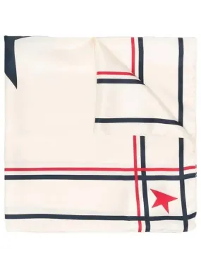 Star Logo Striped Silk Scarf Ivory