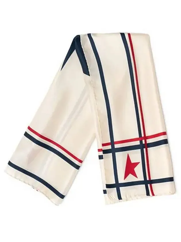 Star Logo Striped Silk Scarf Ivory