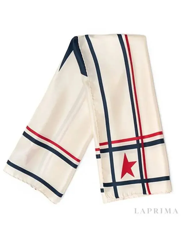 Star Logo Striped Silk Scarf Ivory