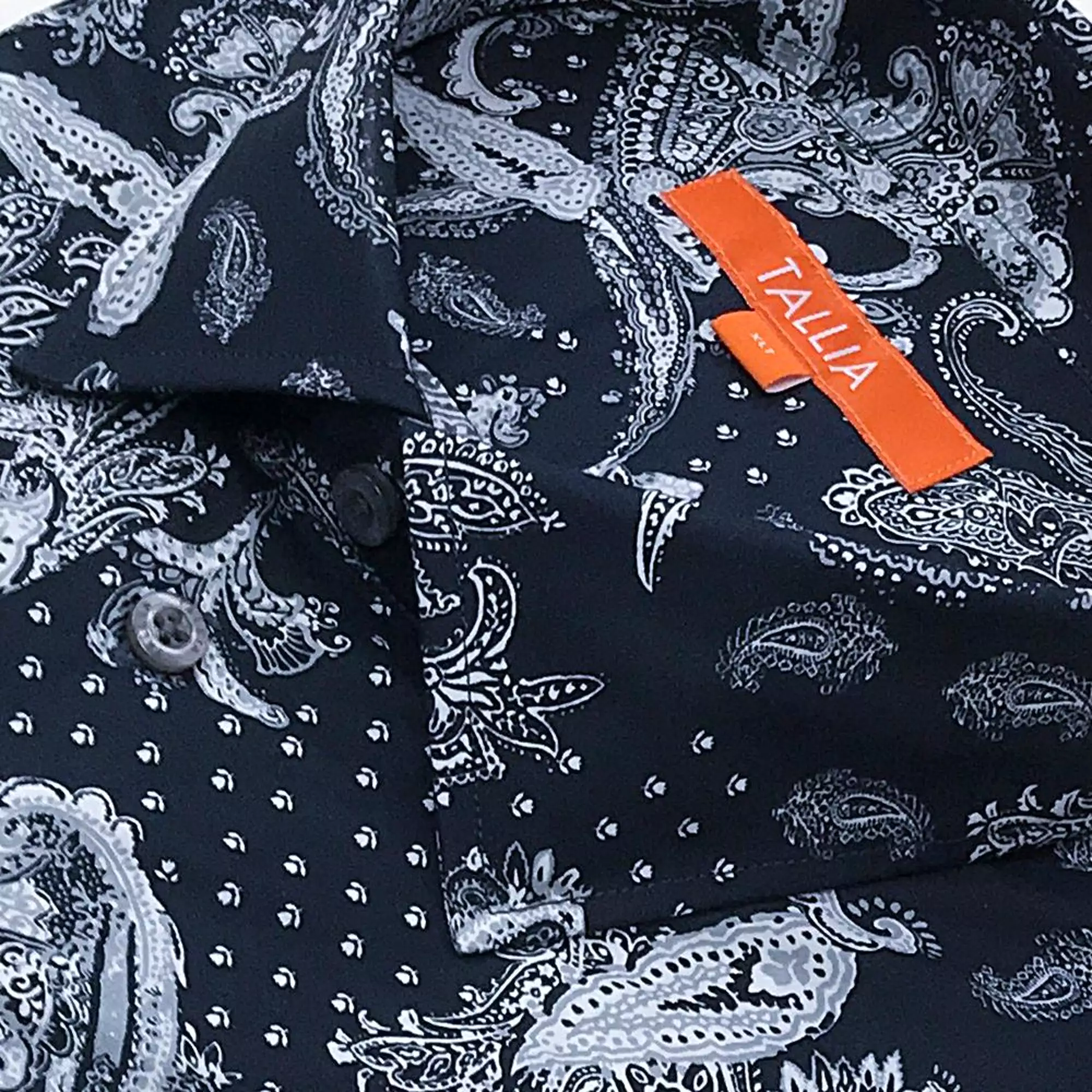 TALLIA BIG AND TALL - MENS DOT PAISLEY DRESS SHIRT - BLACK