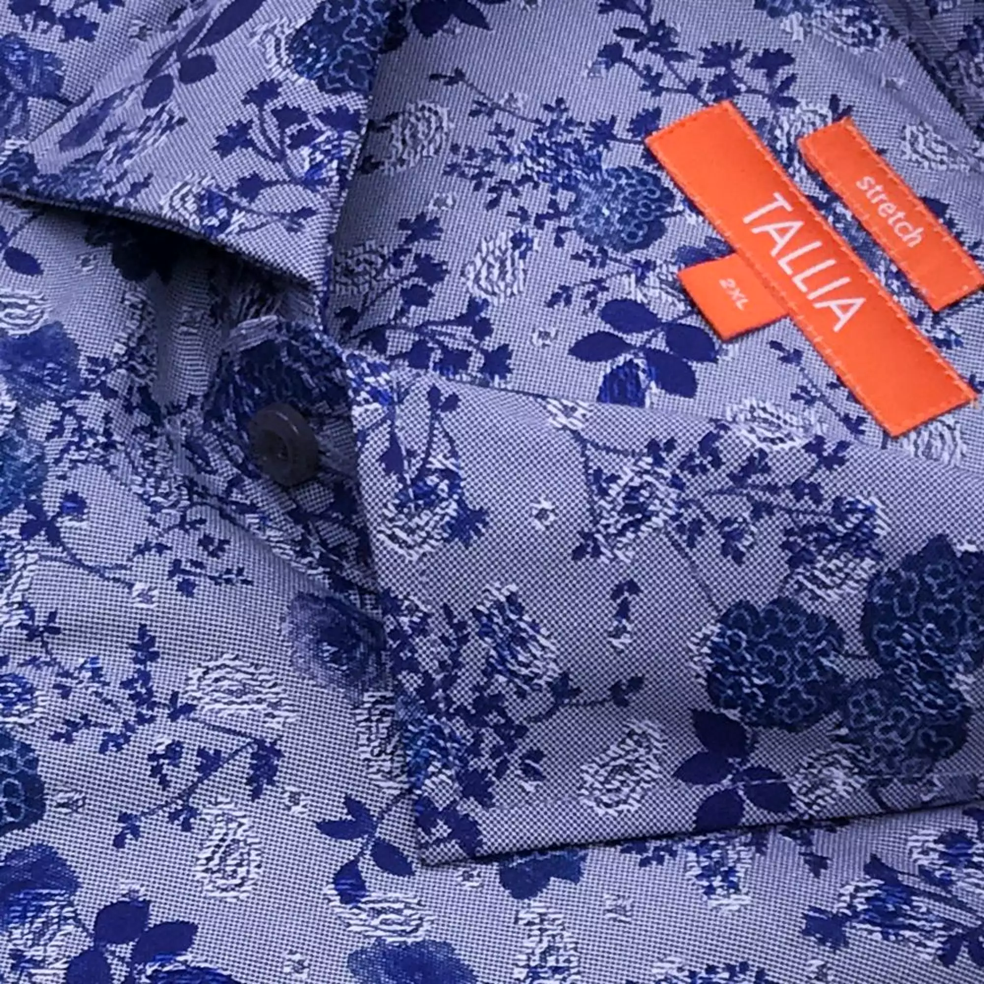 TALLIA BIG AND TALL - MENS FLOWERS - MICRO PAISLEY DRESS SHIRT - INDIGO