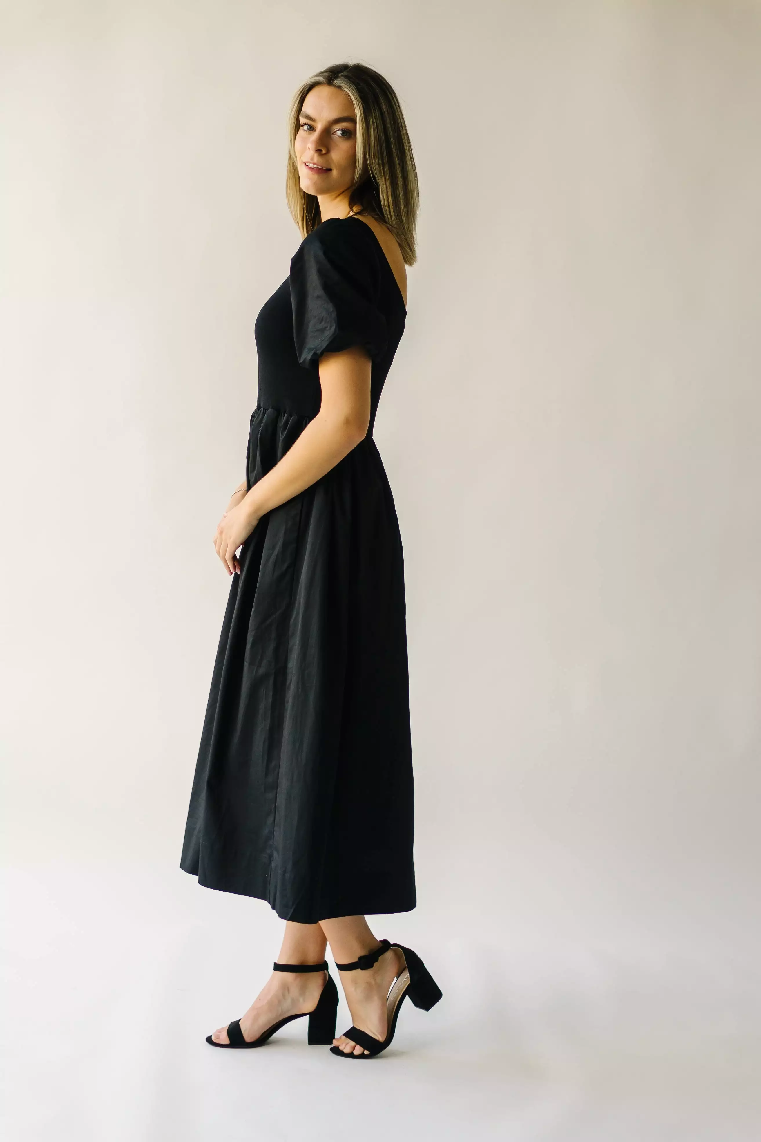 The Barber Puff Sleeve Dress in Black