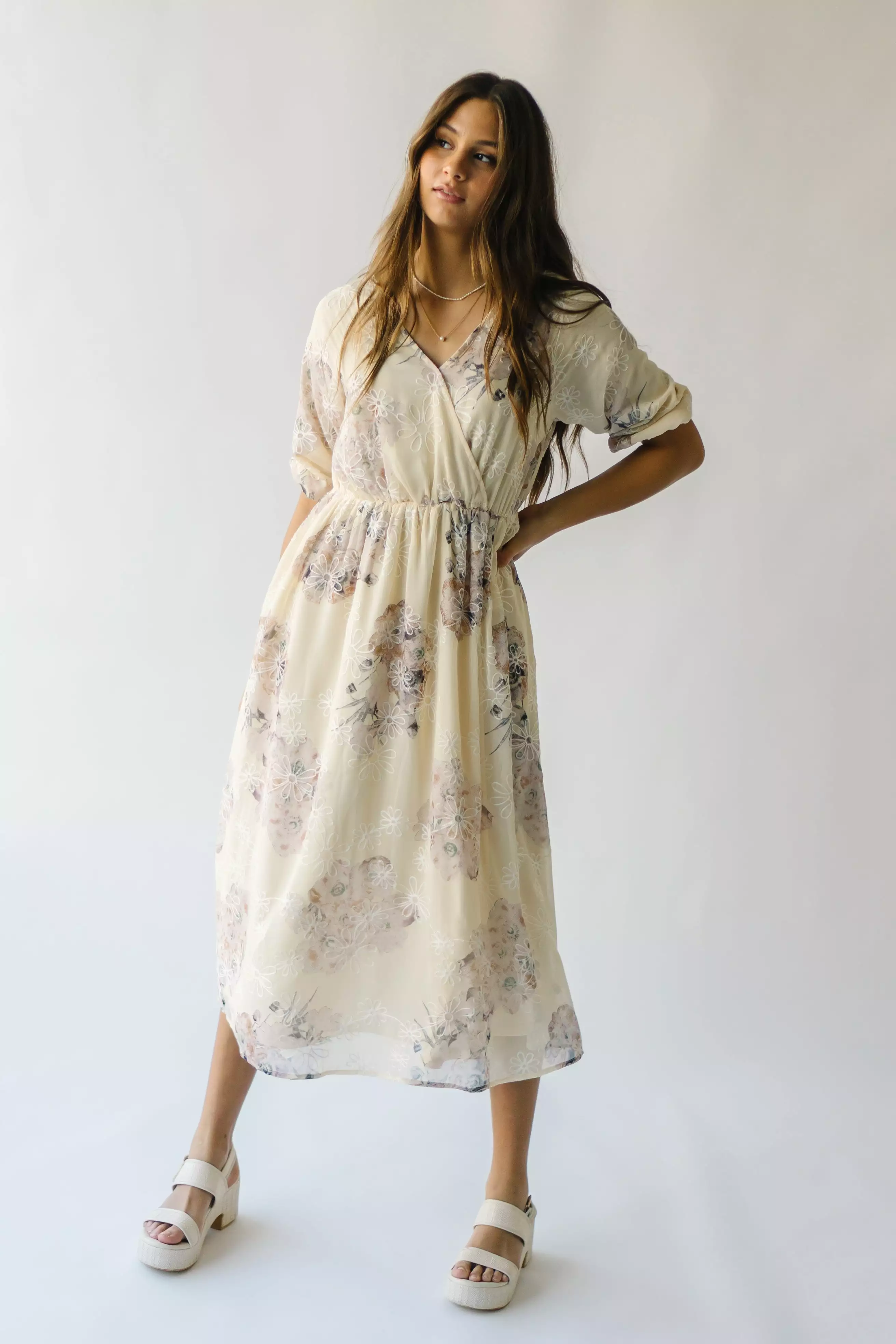 The Brevort Watercolor Floral Dress in Cream Multi