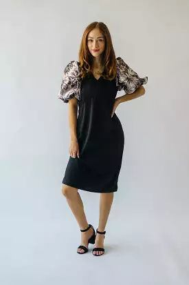 The Brigston Patterned Puff Sleeve Dress in Black