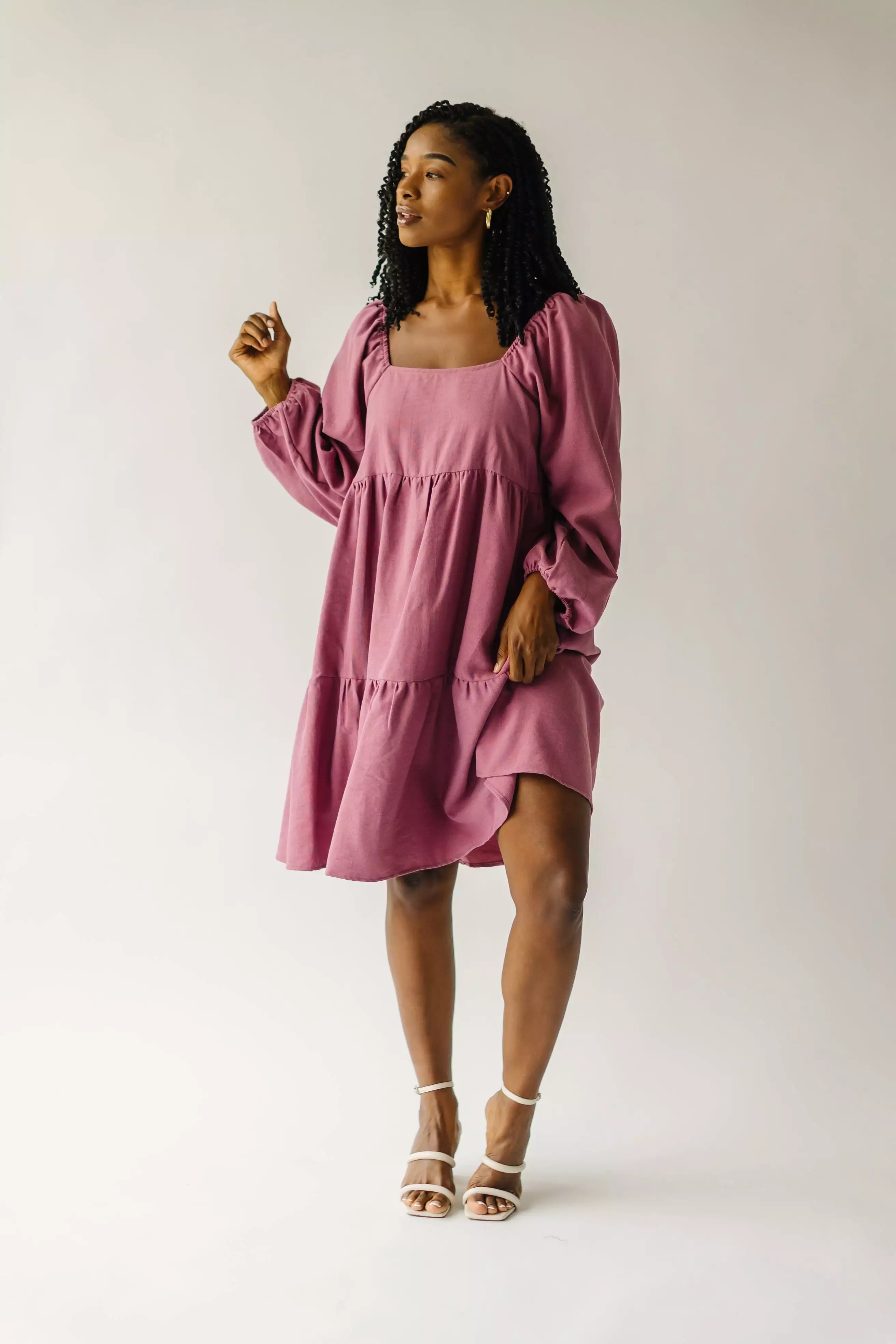 The Callahan Square Neck Dress in Mauve