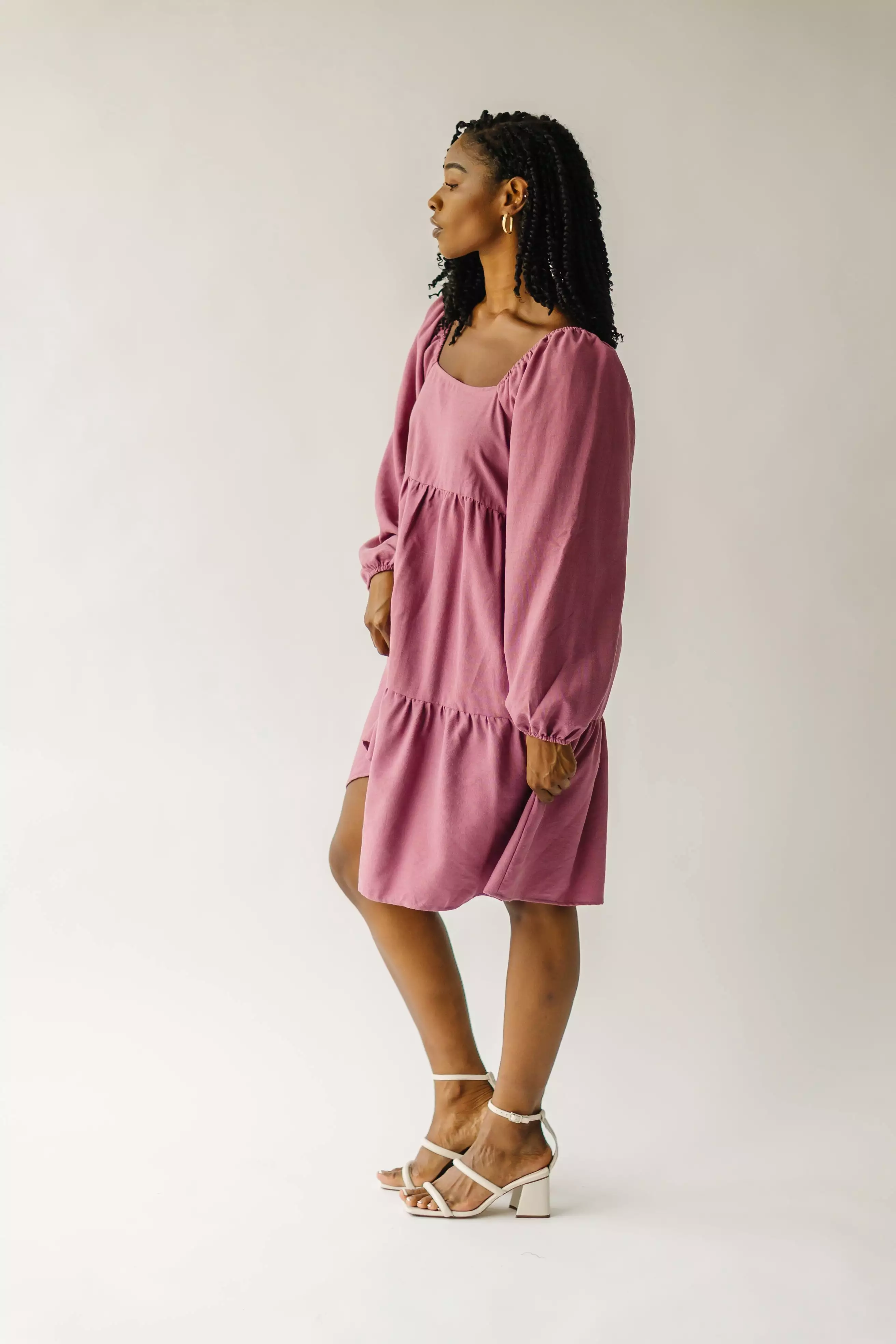 The Callahan Square Neck Dress in Mauve