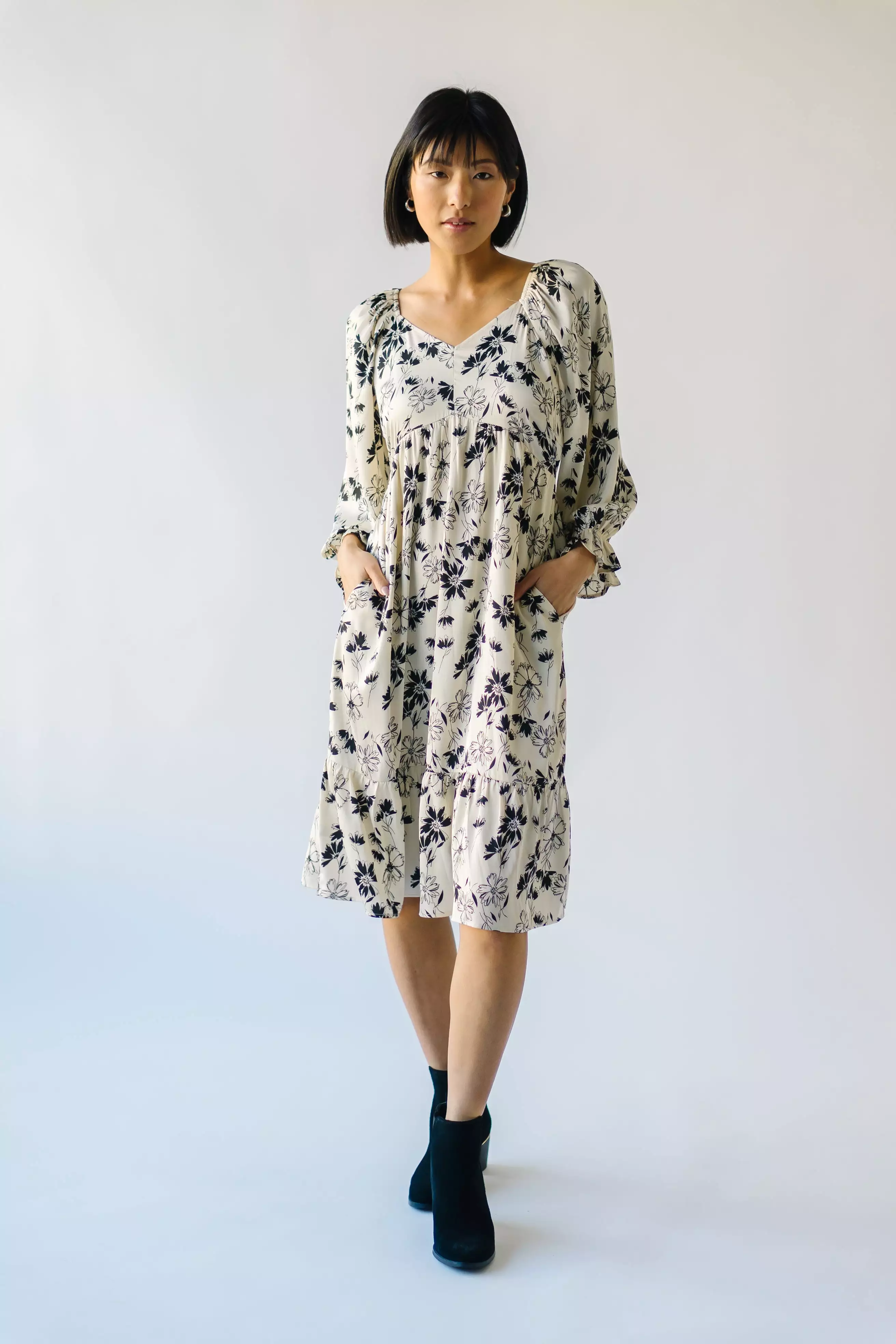 The Lawler Floral Detail Dress in Ivory