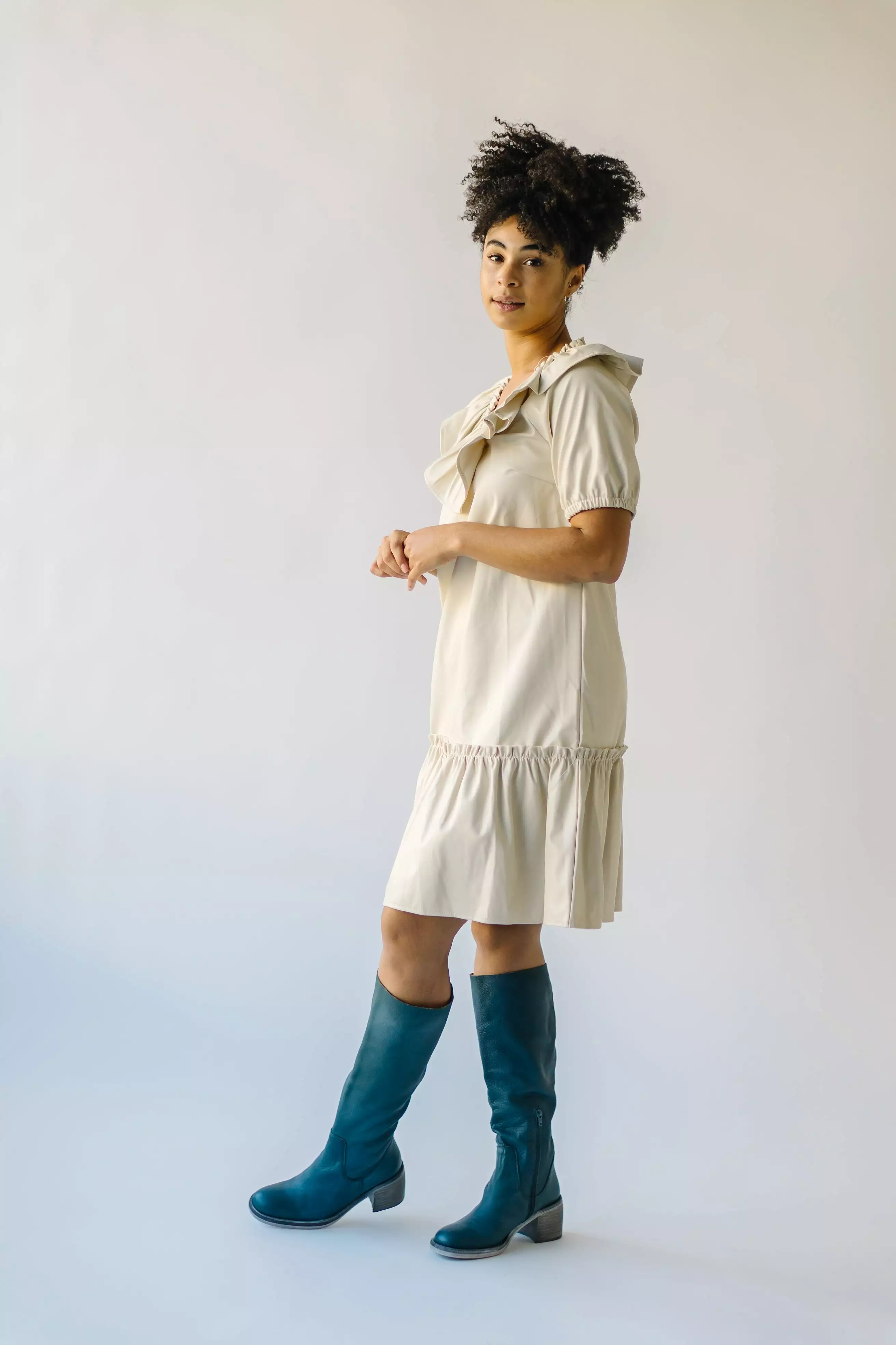 The Pagosa Faux Leather Dress in Cream