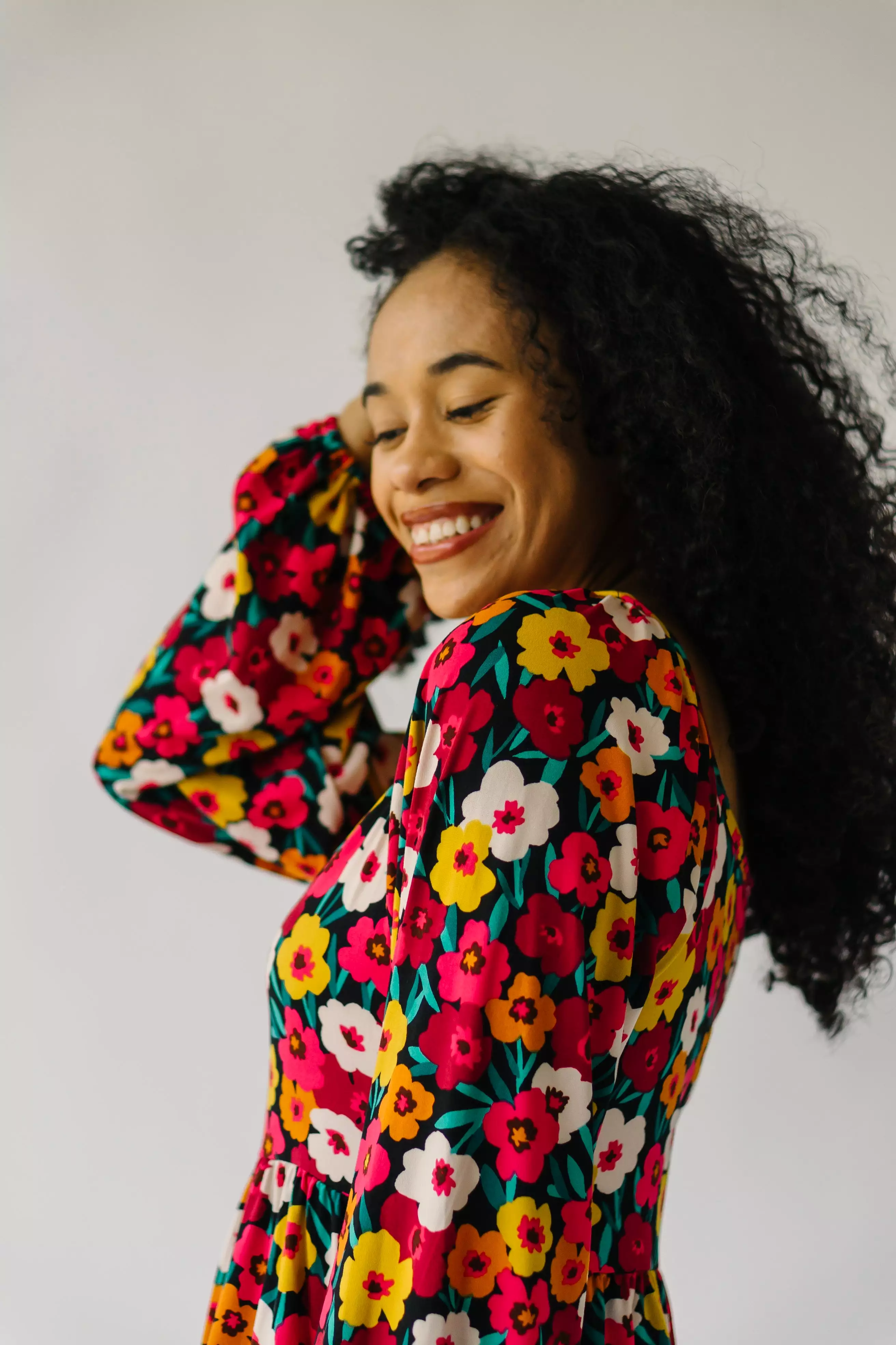 The Pearson Square Neck Babydoll Dress in Fuchsia + Black