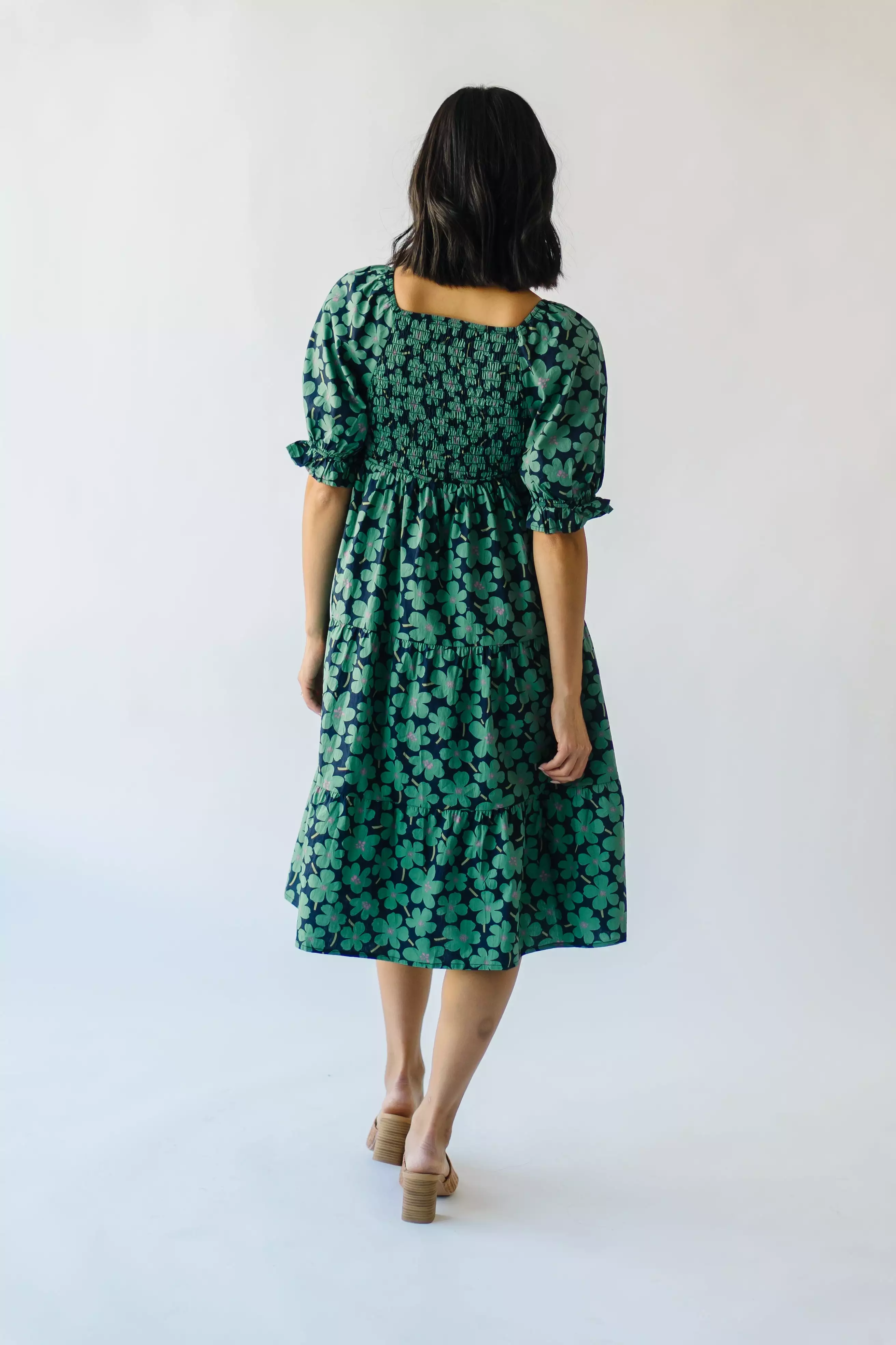 The Rathdrum Floral Baby Doll Dress in Dark Green