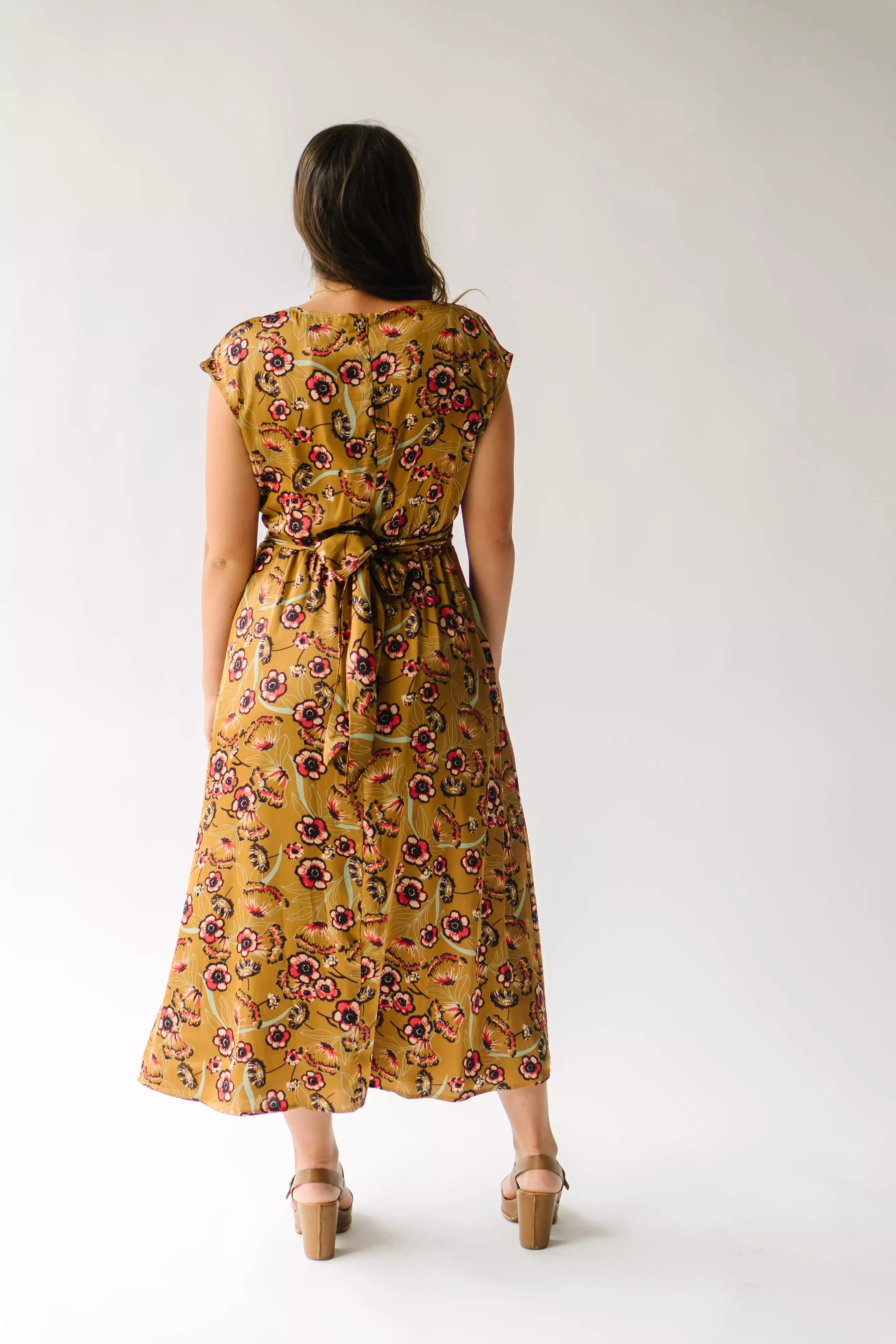 The Royce Floral Tie Dress in Bronze