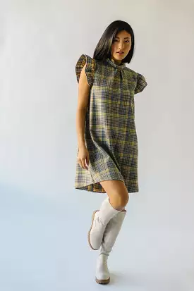 The Sorento Ruffle Detail Dress in Green Plaid