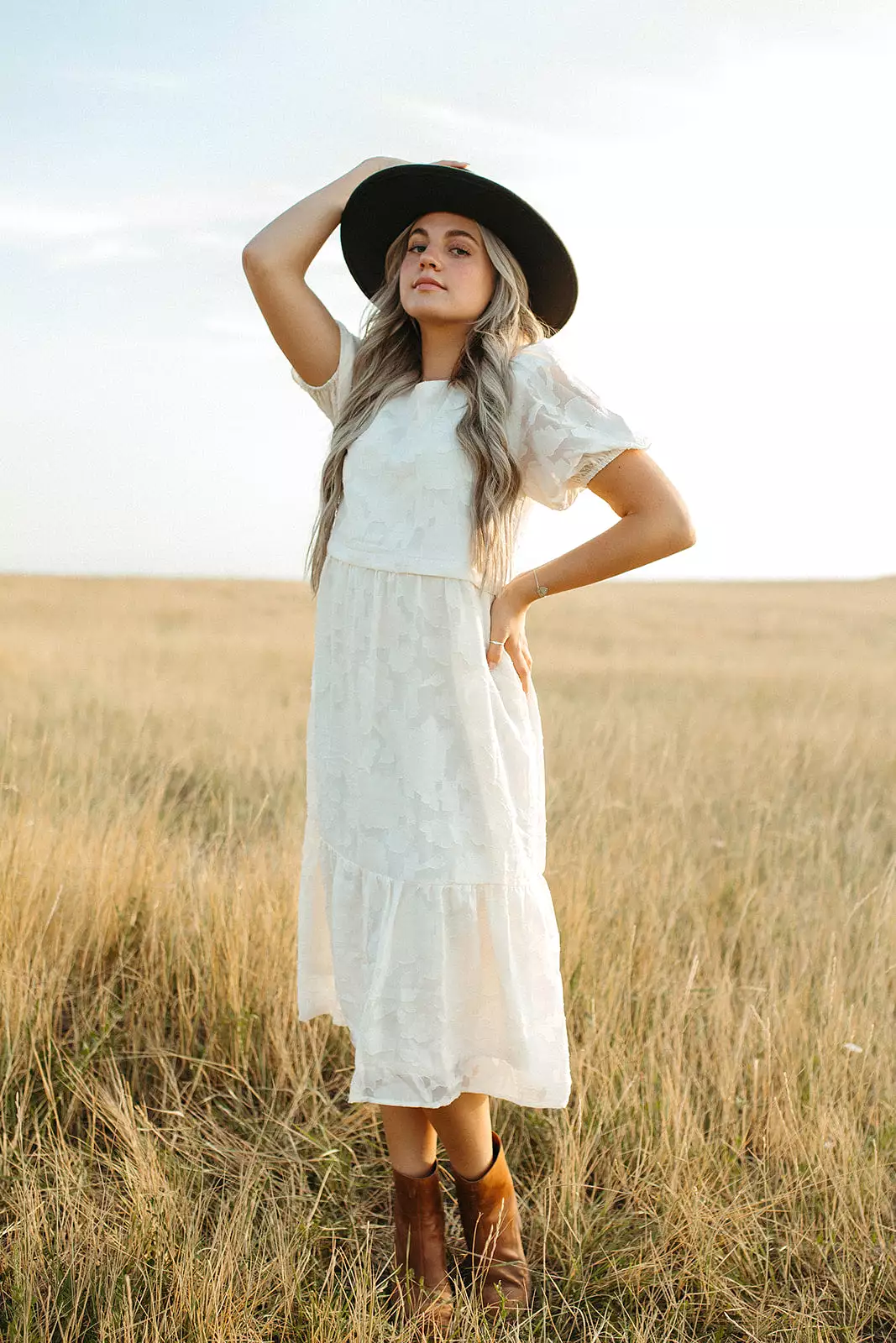 The Watts Textured Detail Dress in Cream