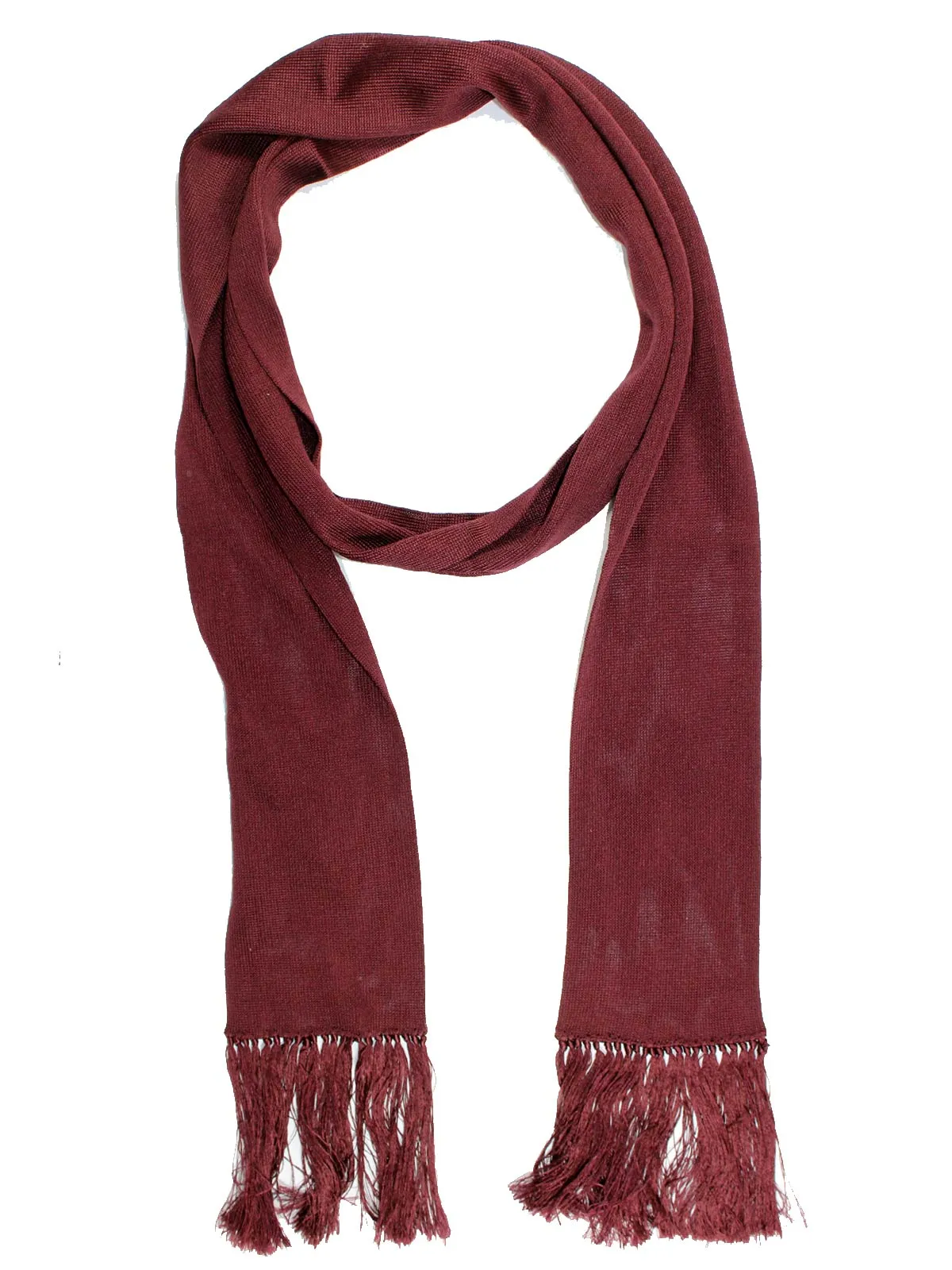 Tom Ford Silk Scarf Maroon Tassel Evening Scarf