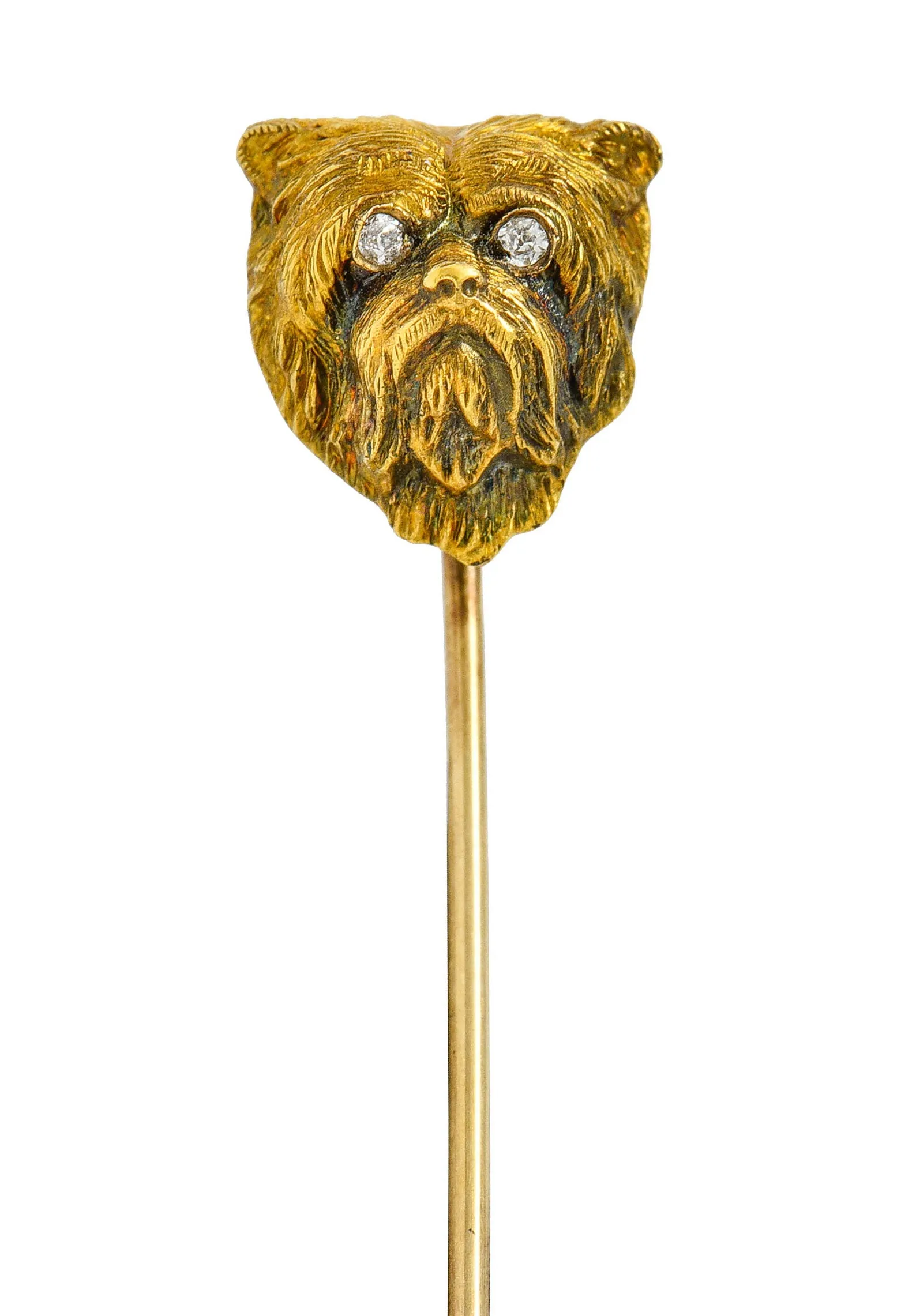 Victorian Diamond 18 Karat Gold Yorkshire Terrier Dog Stickpin