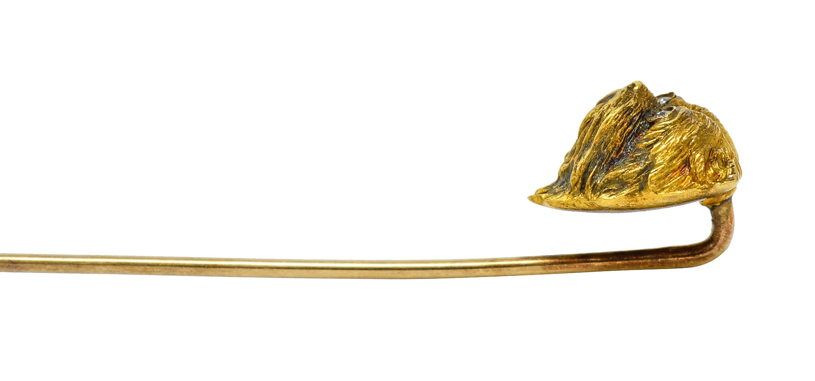 Victorian Diamond 18 Karat Gold Yorkshire Terrier Dog Stickpin