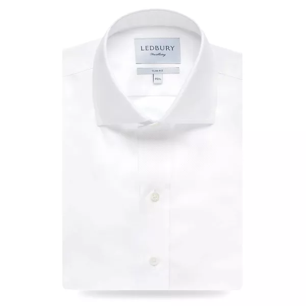 WHITE FINE TWILL SLIM FIT DRESS SHIRT