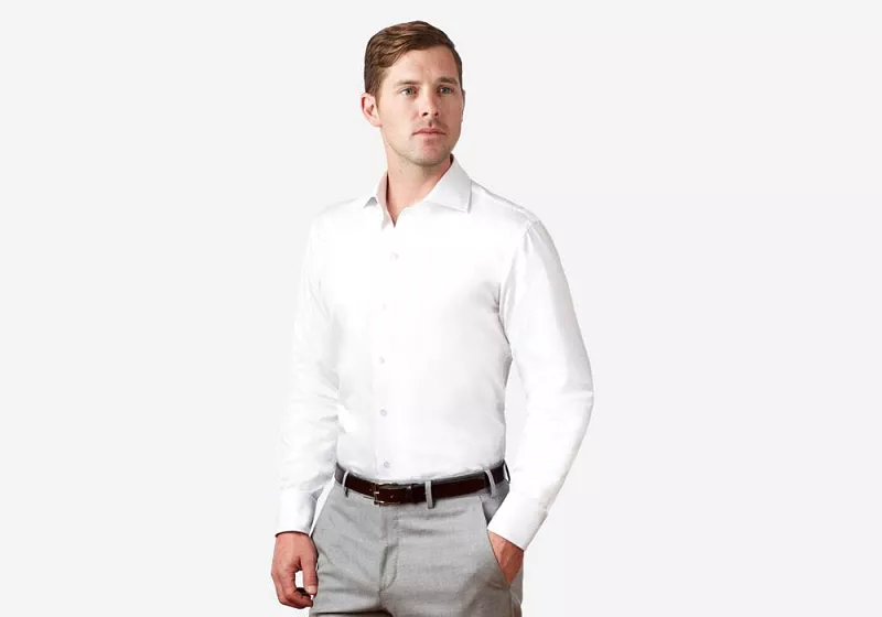 WHITE FINE TWILL SLIM FIT DRESS SHIRT