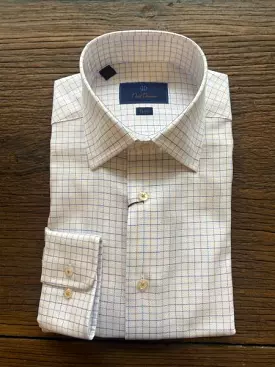 WHITE/ORANGE CHECK DRESS SHIRT