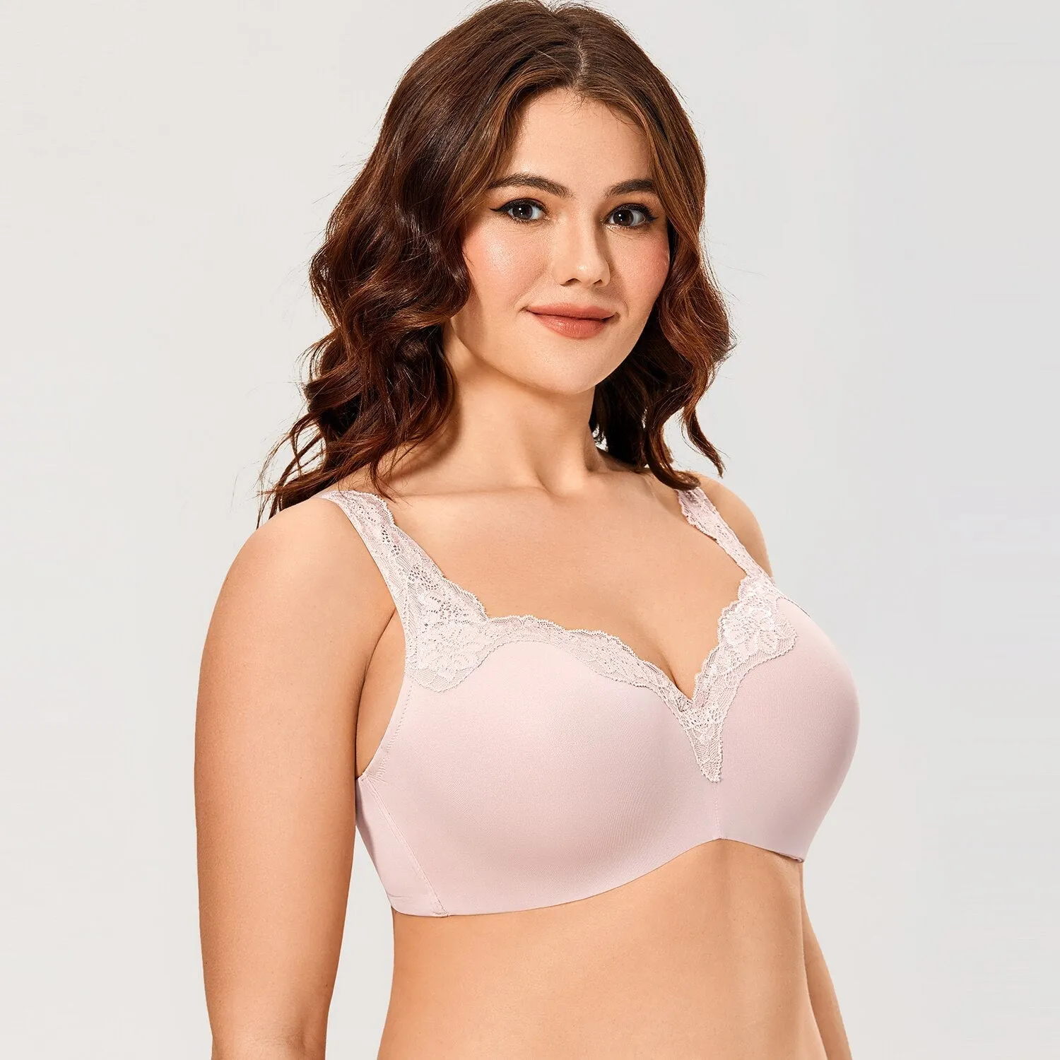 Women's Adobe Rose Color Lace Full Coverage Lightly Lined Bra