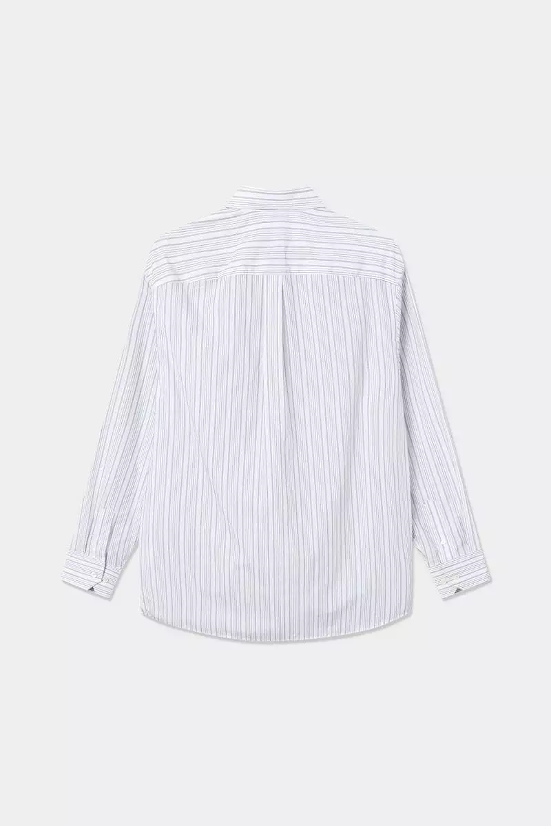 Wood Wood Nico poplin stripe blue shirt