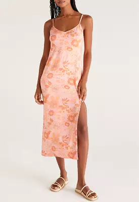 Z Supply - Floral Midi Dress Sunkist Coral